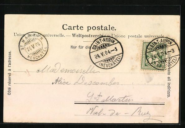 Cartoline postali: AK St. Aubin, Un Coin, 1904 – Usato da Berlin venduto da bartko-reher 1