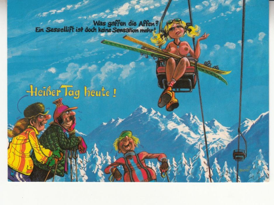 Cartoline postali: Humorkarte Sessellift 1988 – Usato da Bürglen TG venduto da StampGraf