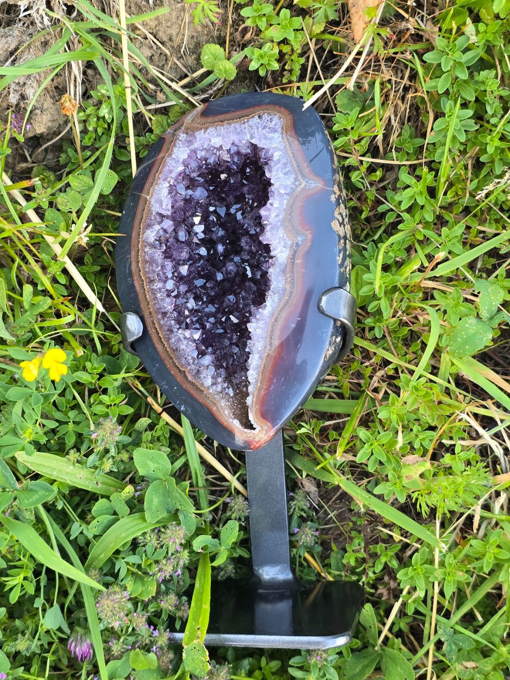 Mineralien & Heilsteine: Amethyst Geode auf Metallständer Deko – Neu (gemäss Beschreibung) aus Reute AR von Angelwungs