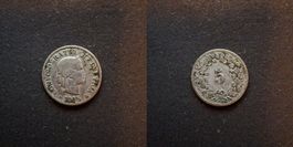Schweiz 5 Rappen 1905 stark gebraucht - seltener Jahrgang!