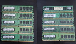10x DDR2 RAM Konvolut für Desktop PCs (Samsung u.a.)
