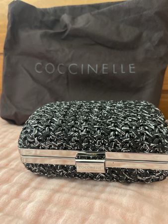 COCCINELLE Clutch Tasche Schwarz Silber 14x9x6 cm