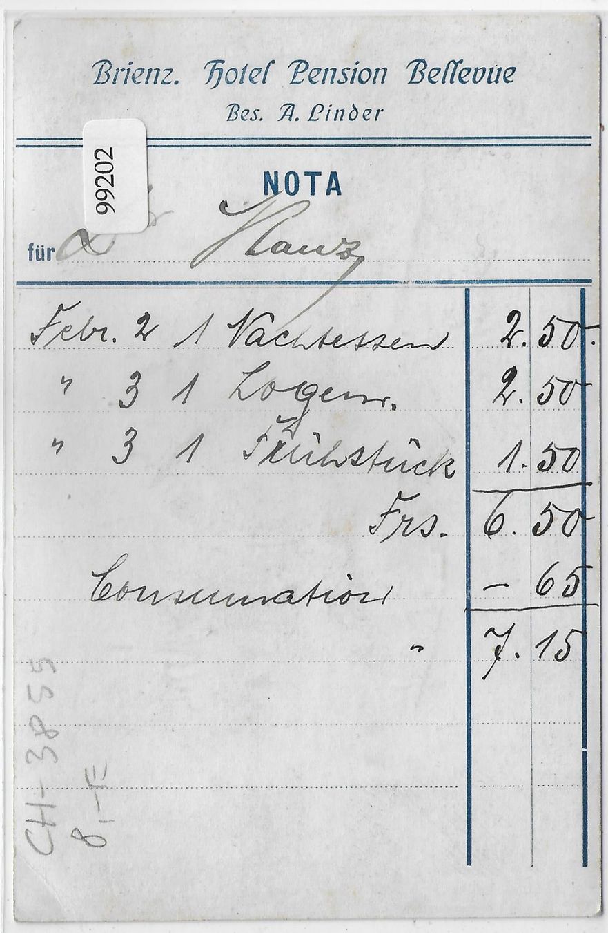 Cartoline postali: Brienz - Hotel Pension Bellevue – Usato da Ettingen venduto da Kartenplanet 1