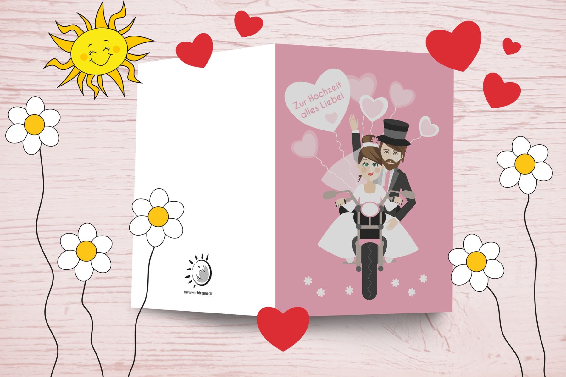 Cartoline: Hochzeitskarte A6 rosa - selbstgestaltet – Nuovo e nell'imballaggio originale da Oberengstringen venduto da Cybi68