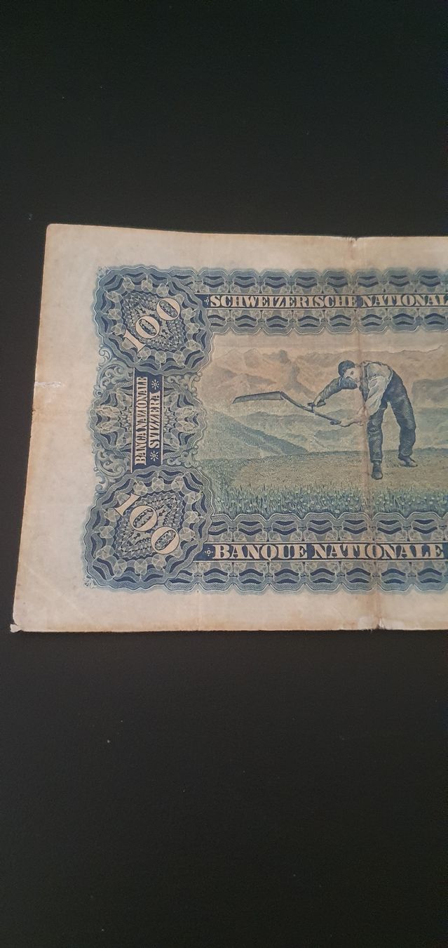 Banknoten: 100 Franken Typ Mäher 1924 – Gebraucht aus Baden von Vinci2008 4