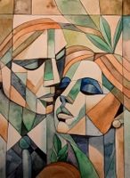 Original Aquarell "Liebe abstrakt" Bild Mann und Frau