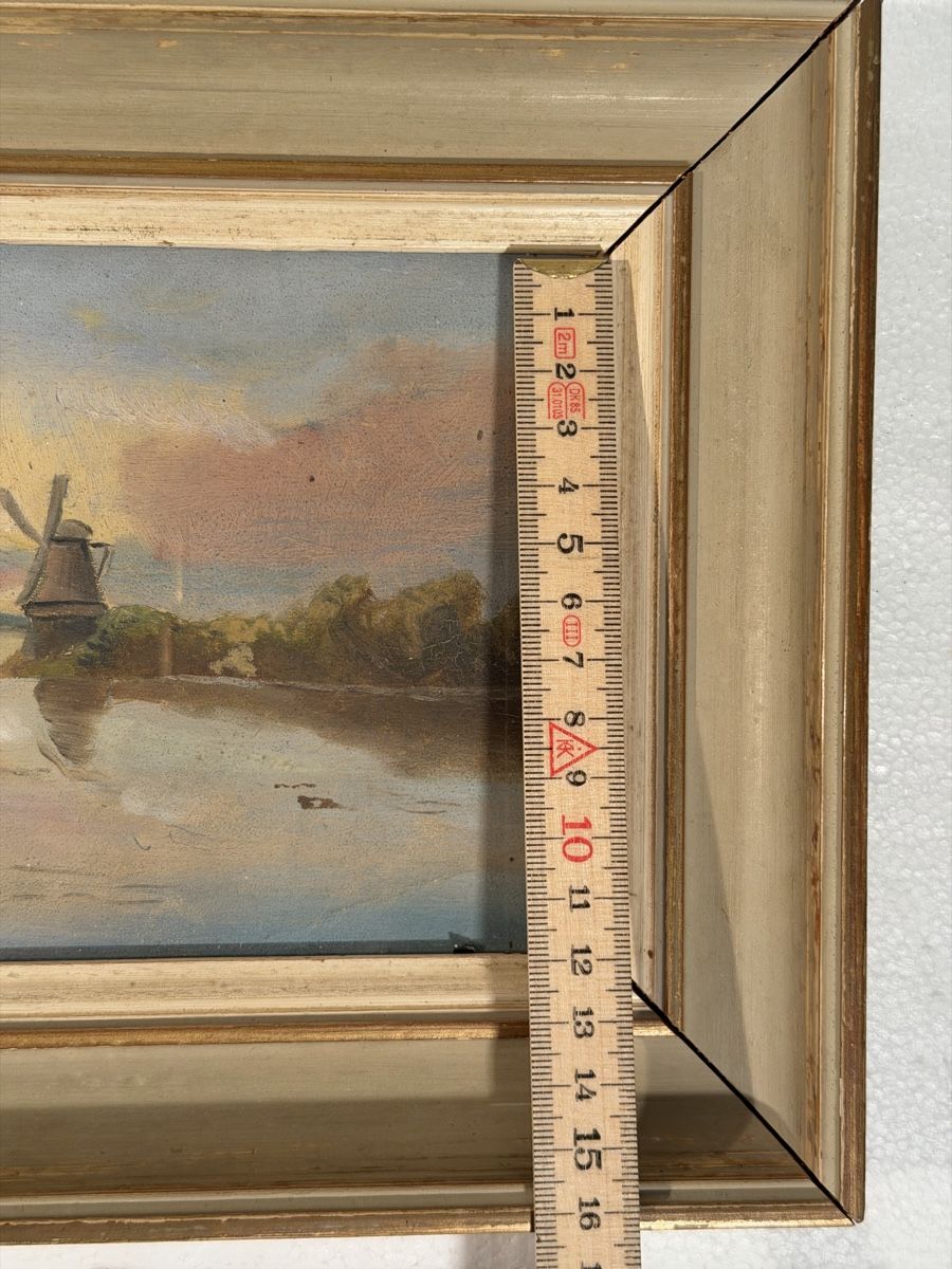 Dipinti: Vintage Framed Landscape Painting with Windmill Scene – Usato da Lausanne venduto da vas_cdb2 4