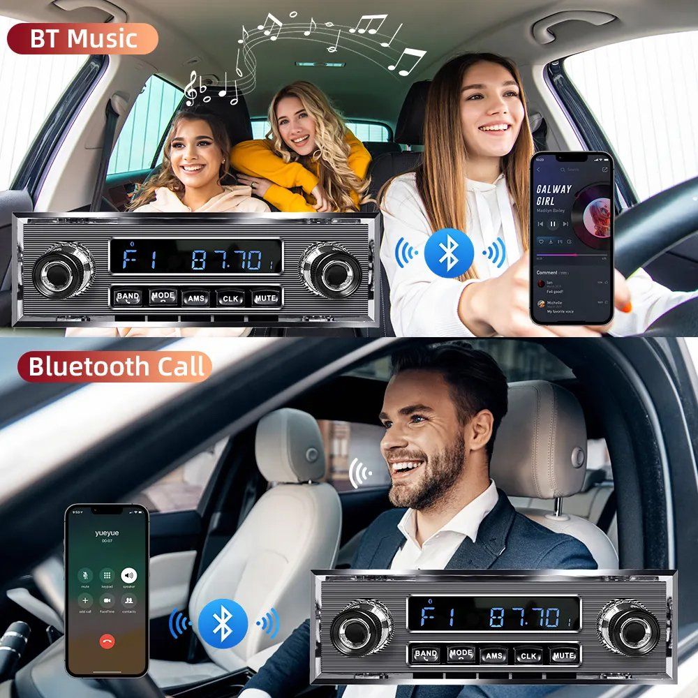 Tutti pezzi di ricambio auto: Retro Autoradio Oldtimer 1 DIN Bluetooth Internet Radio USB – Nuovo e nell'imballaggio originale da Chiasso venduto da online.shop 3
