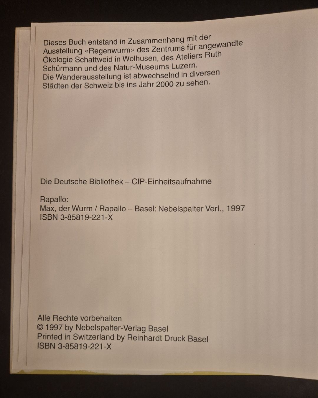 Bücher: Kinderbuch Klassiker: "Max der Wurm" von Rapallo, 1997 – Gebraucht aus Halten von GiMu.84 3