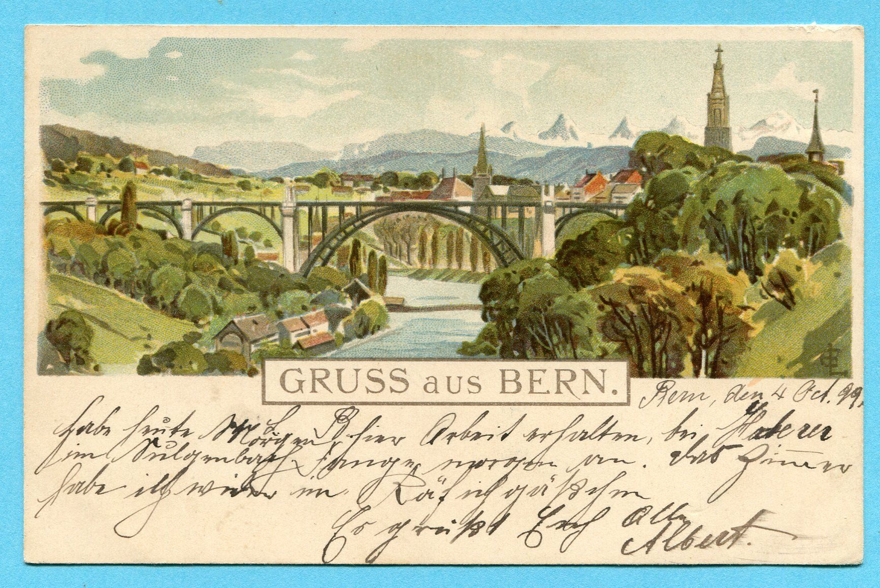 Ansichtskarten: Gruss aus Bern 1899 – Gebraucht aus Opfikon von Prophila