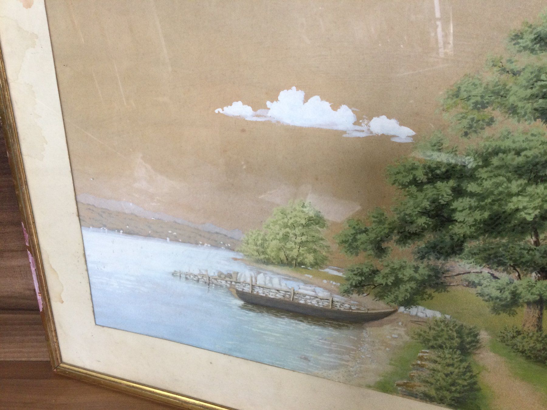 Gemälde: Altes Aquarell See mit Boot und Baum – Gebraucht aus Wangen SZ von kuriosum12 2
