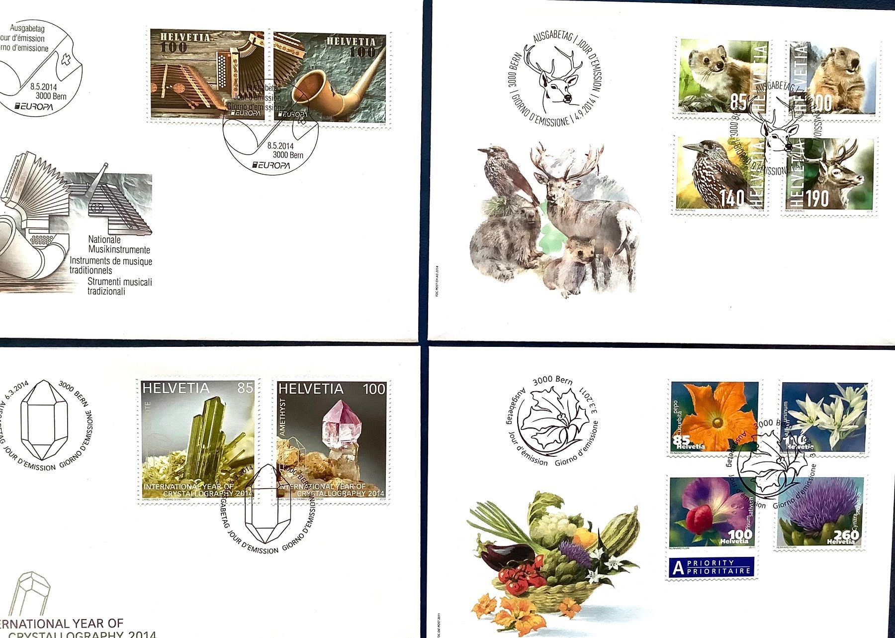 Alle Briefmarken: 2011- 14 - Schweiz Schöne FDC Lot .Kompl.Sätze – Neu (gemäss Beschreibung) aus Liestal von Skunk02 1