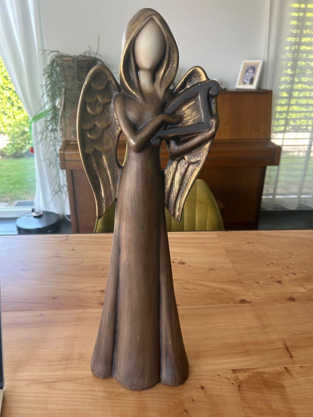 Statuette: Dekofigur Engel mit Harfe 53cm Bronzeoptik – Usato da Kaltbrunn venduto da lagone1