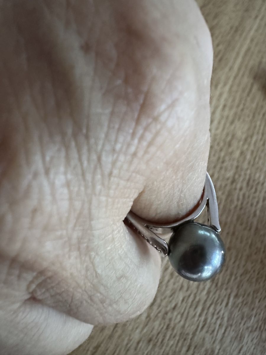 Anelli: Silberring mit Perle und Diamantensplitter – Usato da Herbriggen venduto da Sehrazade 2