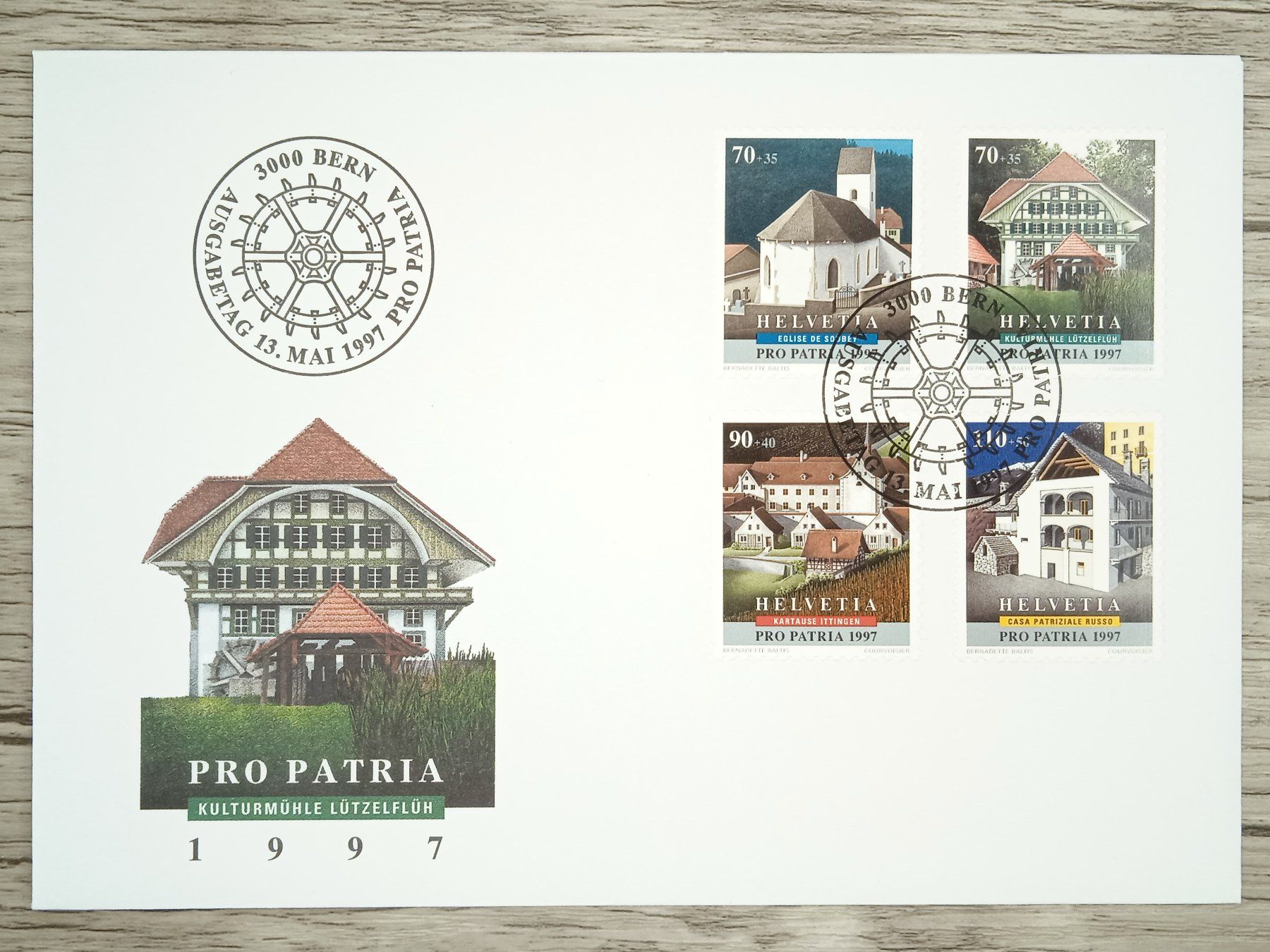Tutti i francobolli: TR07 Enveloppe + Timbre Suisse 1997 – Usato da Cousset venduto da Patrick_Collections