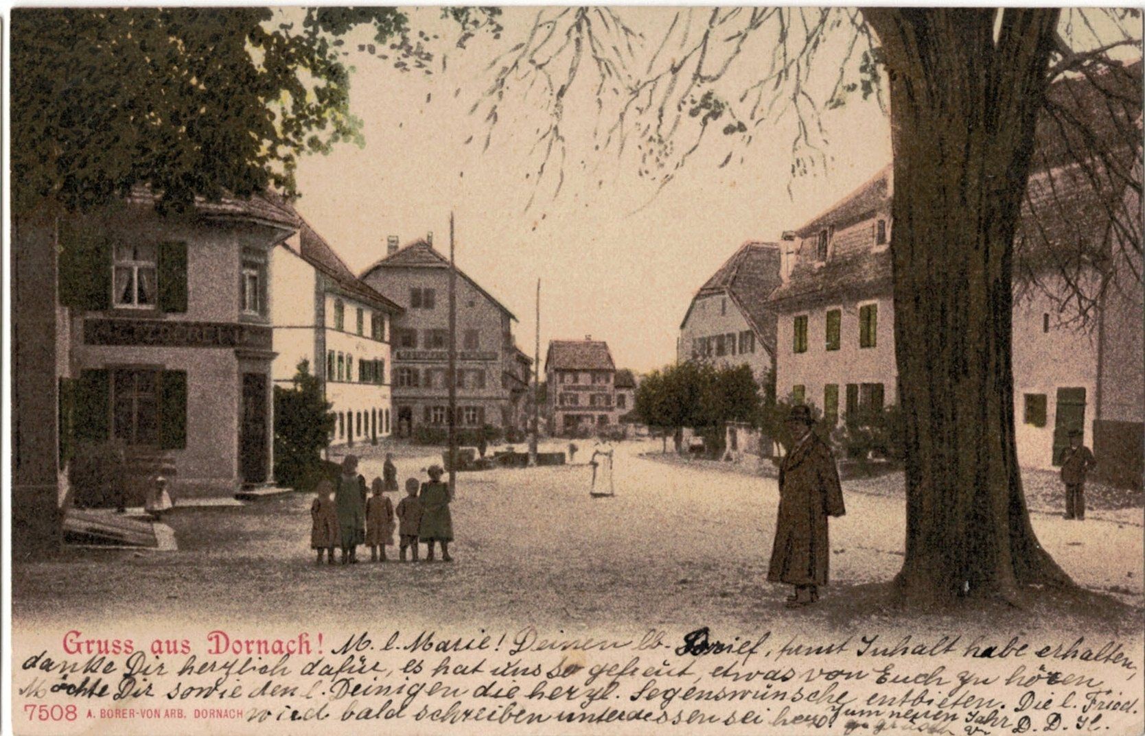 Cartoline postali: Dornach SO Ortsansicht Nr.7508  ,  1901 – Usato da Solothurn venduto da Bepposol