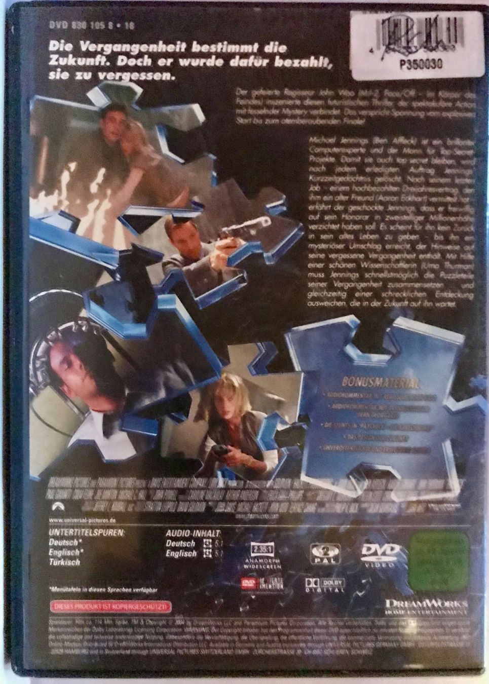 Alle DVDs: Paycheck - Die Abrechnung – Gebraucht aus Lostorf von heidimeier 1