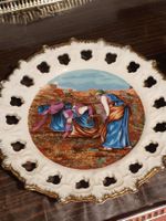 Assiette porcelaine anc. dorée murale