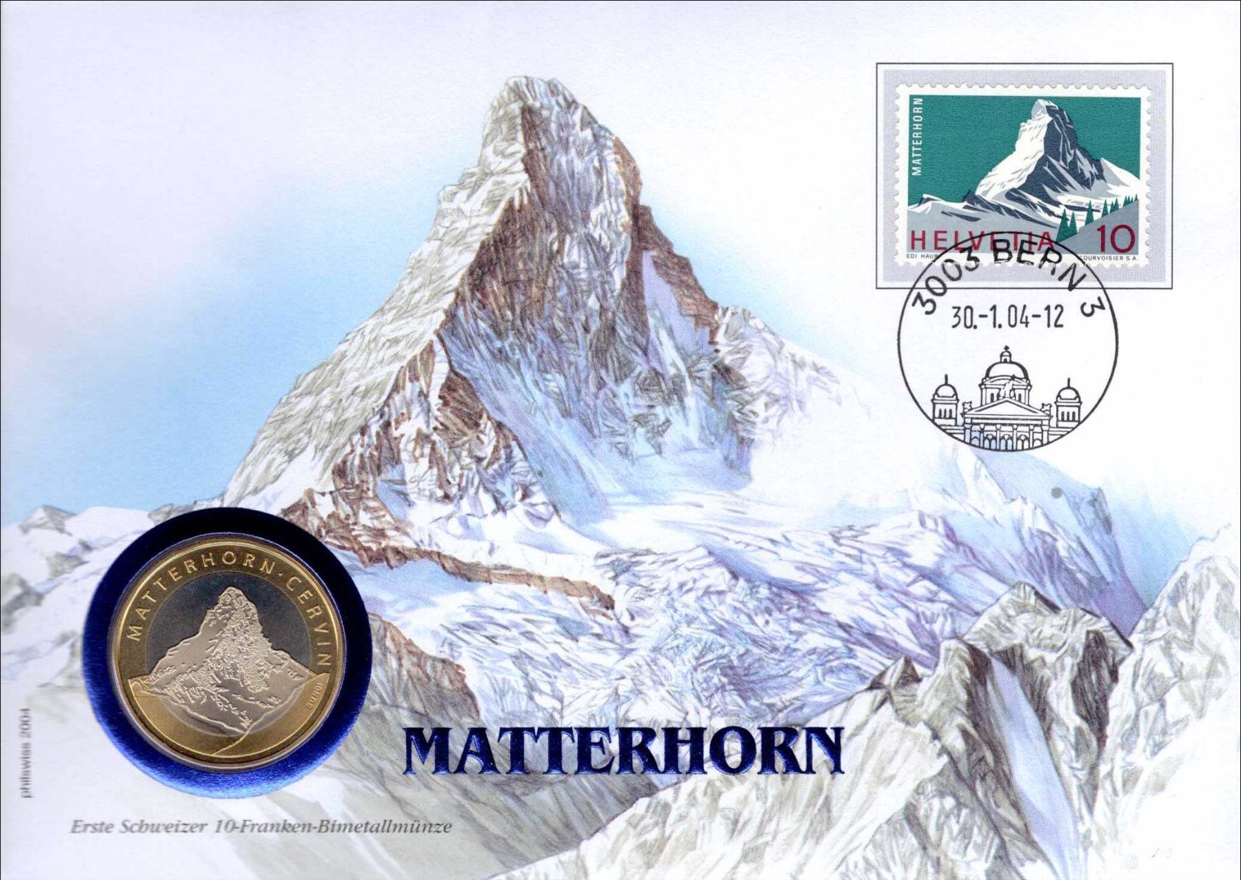 Tutti le monete: Münzbrief Matterhorn 2004 – Nuovo (secondo la descrizione) da Heerbrugg venduto da Swissphila