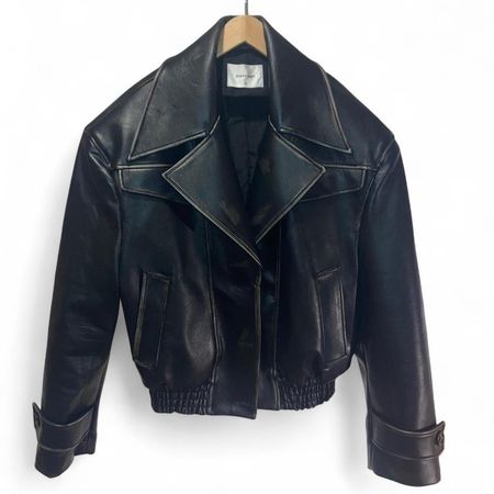 Kunstlederjacke - wide, cropped, boxy fit