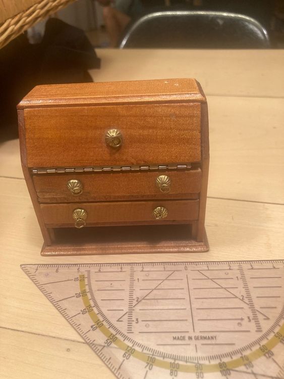 Odoria Puppenhaus Kommode Im Maßstab 1:12, 7x4,7x7,6 Cm - Miniatur Nachttisch Mit Schublade Aus Unlackiertem Holz Für DIY Projekte