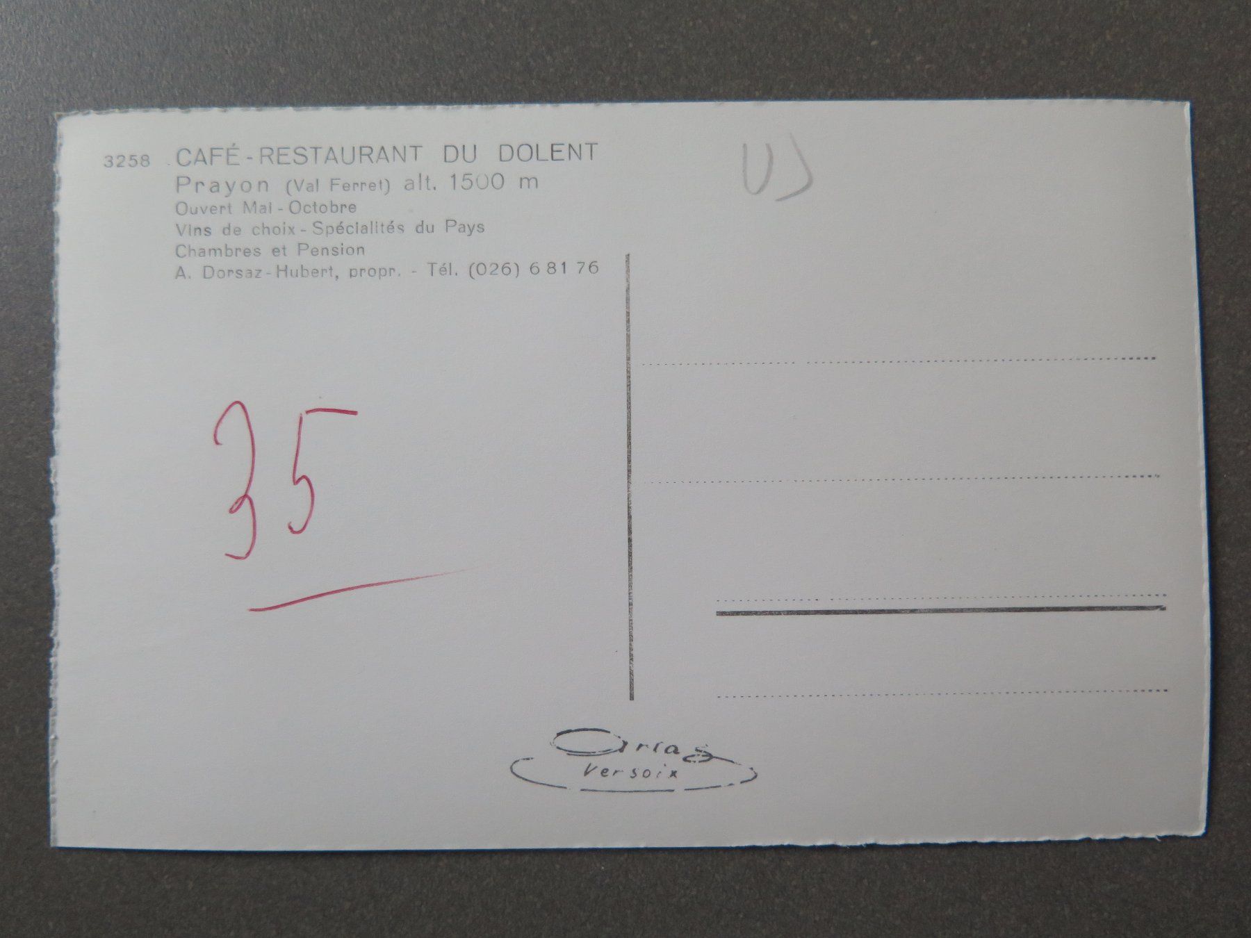 Cartoline postali: PRAYON - VAL FERRET - CAFÉ-RESTAURANT DU DOLENT – Usato da Wittenbach venduto da lipasal 1