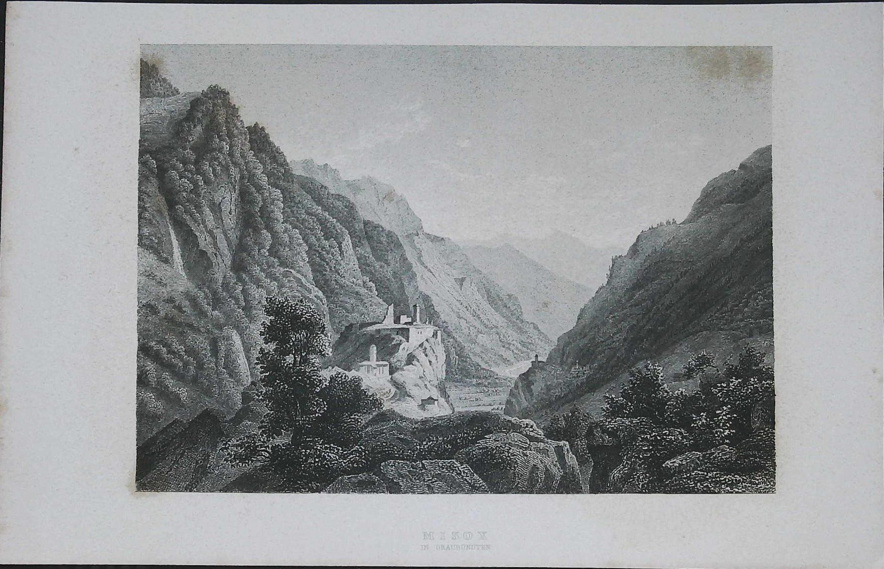 Stiche: Mesocco Stahlstich um 1850 – Gebraucht aus Rafz von Helvet32
