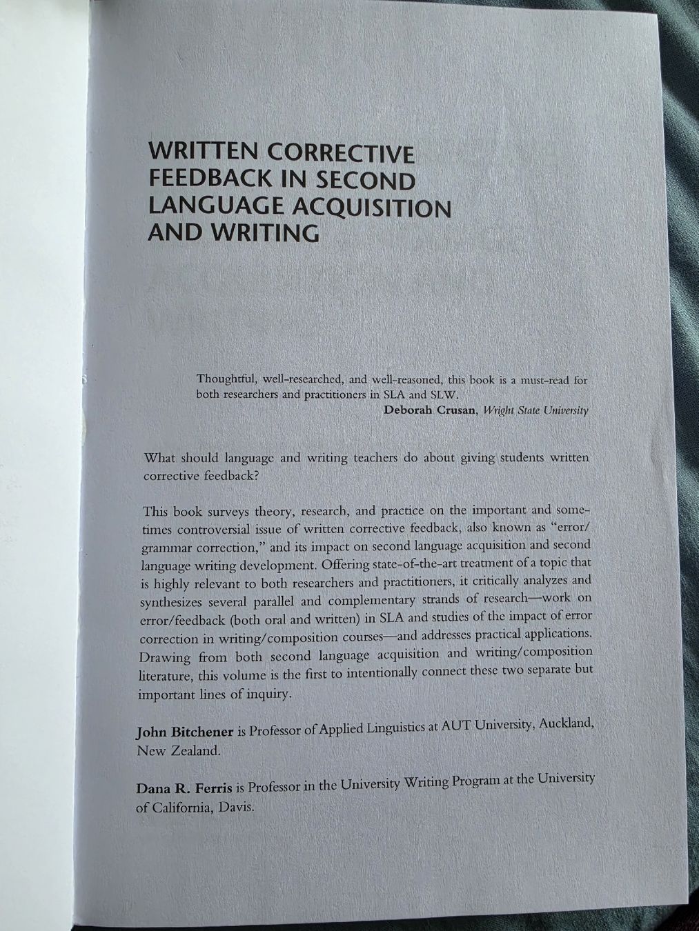 Libri: Written Corrective Feedback J. Bitchener, D. R. Ferris, NEU – Nuovo (secondo la descrizione) da Oberbipp venduto da tori17 1