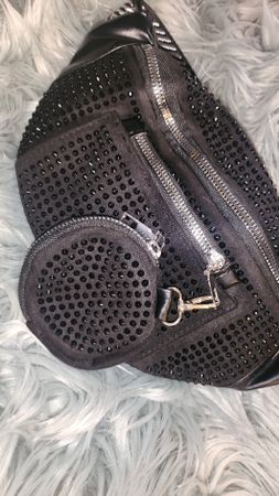 Glamouröse Bauchtasche, schwarz, NEU