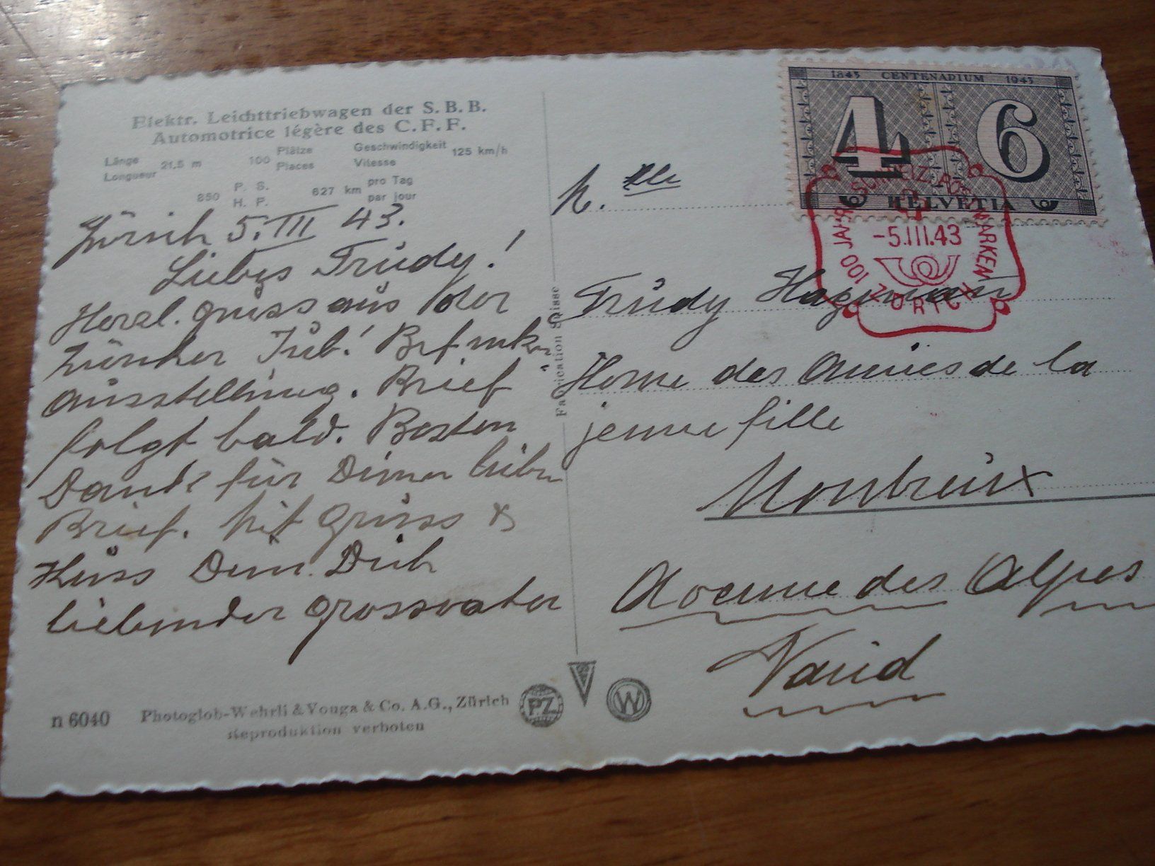 Cartoline postali: Karte SBB Roter Pfeil, 1943, Roter o, – Usato da Niederwil AG venduto da morostahu 1