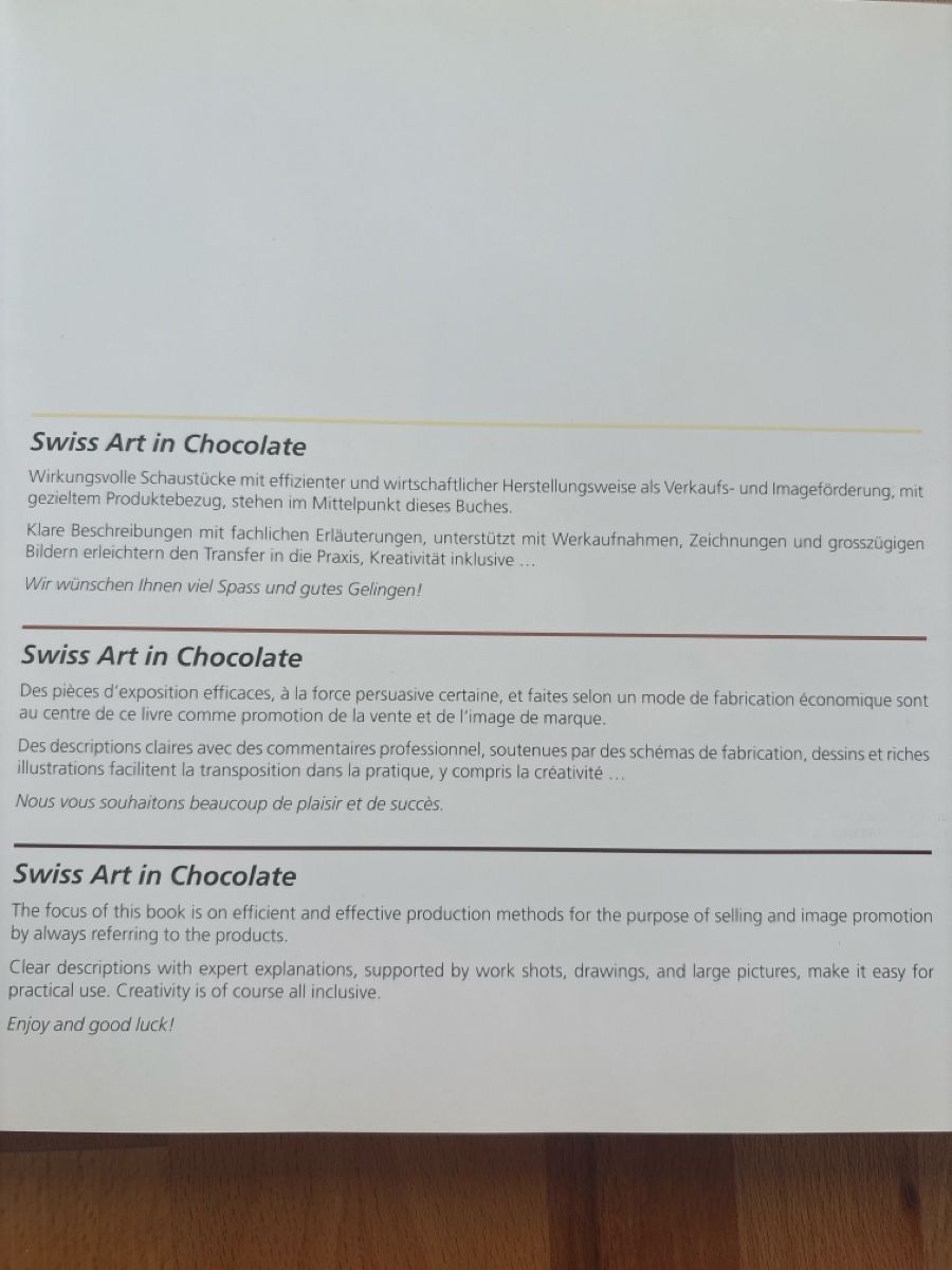 Libri: Schokolade Swiss Art in Chocolate – Usato da Hirschthal venduto da Heimo8 2