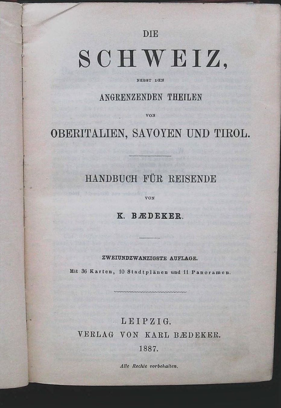 Libri: Baedeker  Schweiz 1887 – Usato da Rafz venduto da booksell 1