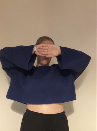 Damen Pullover kurz geschnitten blau guter Zustand