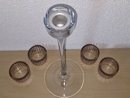 Kerzenständer Glas mit 4 Teelichthalter, Top Zustand!