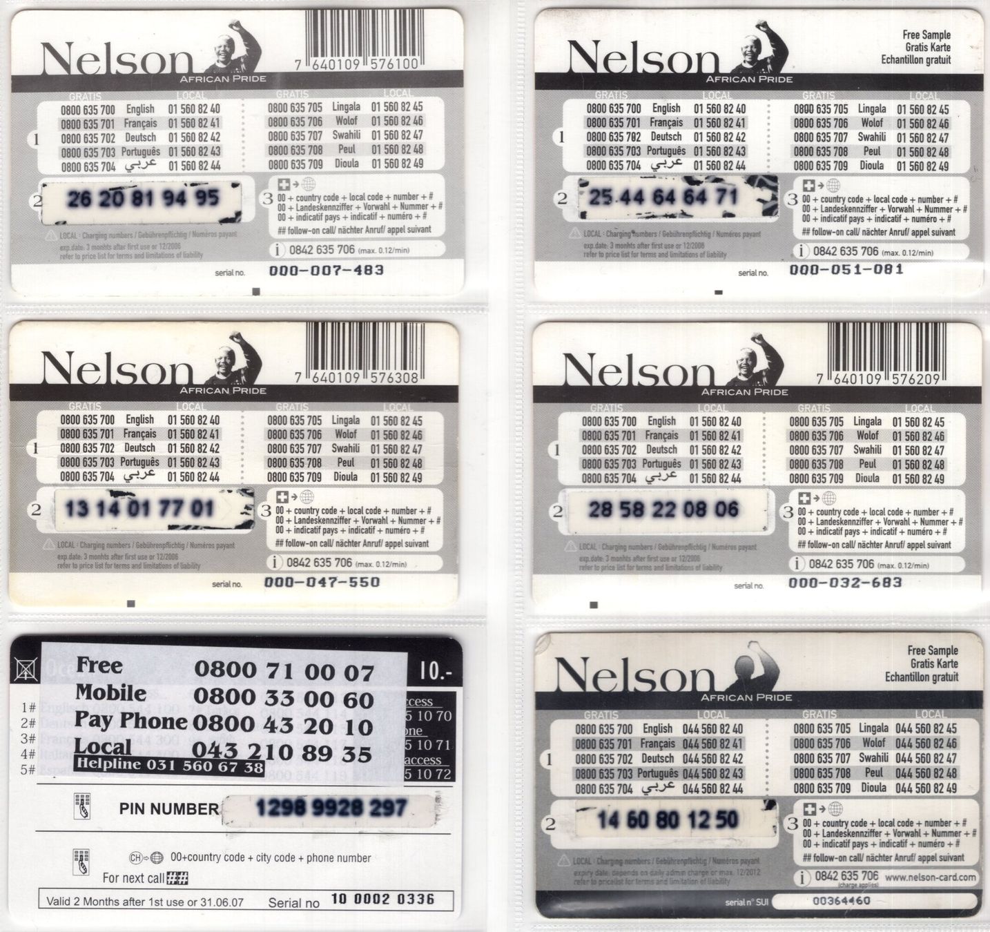 Schede telefoniche: Nelson / OCEAN - 6 seltene schweizer Prepaid Telefonkarten – Usato da Eglisau venduto da Chperfins 1