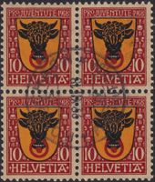 1918, J10 Viererblock mit Stempel RORSCHACH. Kat: 440.-+