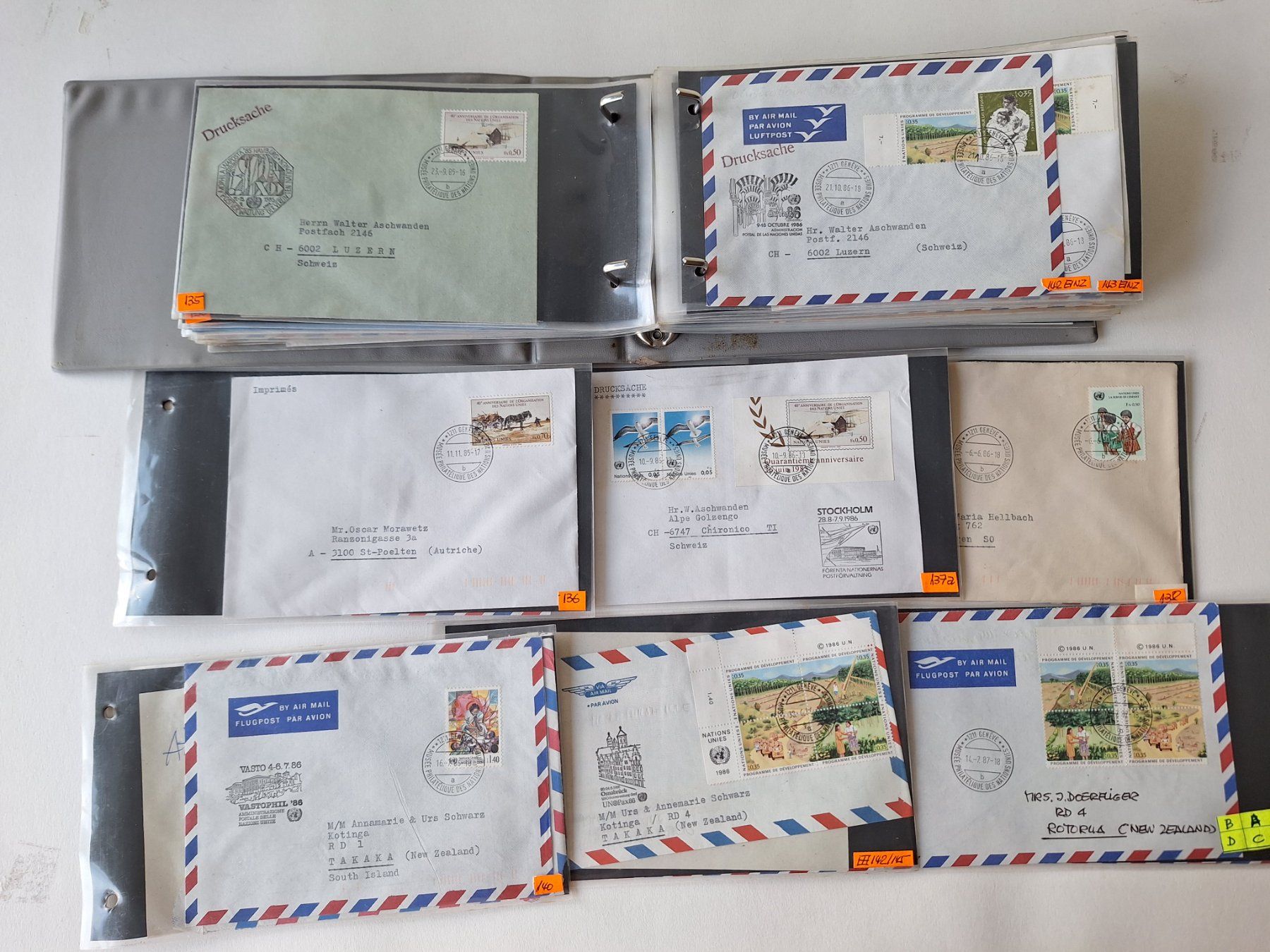Tutti i francobolli: 90  Briefe UNO Genf mit Sonderstempel – Usato da Zürich venduto da t24_de 2