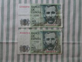 2 Stk. 1'000 Pesetas Noten von 1979 - M124