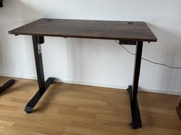 Electric Height-adjustable desk vintage brown-black