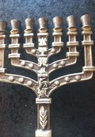 Alte Menora / Menorah, Davidleuchter,  Messing? BEN HOLON