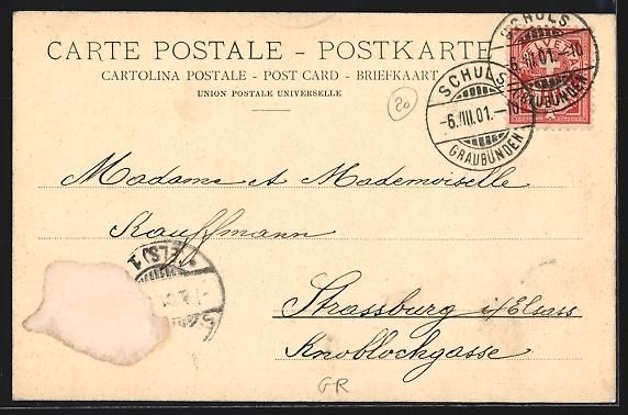 Cartoline postali: AK Tarasp, Blick zum Schloss, 1901 – Usato da Berlin venduto da bartko-reher 1