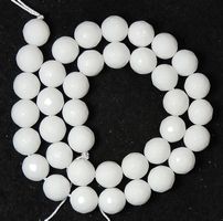 1 Strang schneeweisse echte Jade Perlen 10 mm facettiert