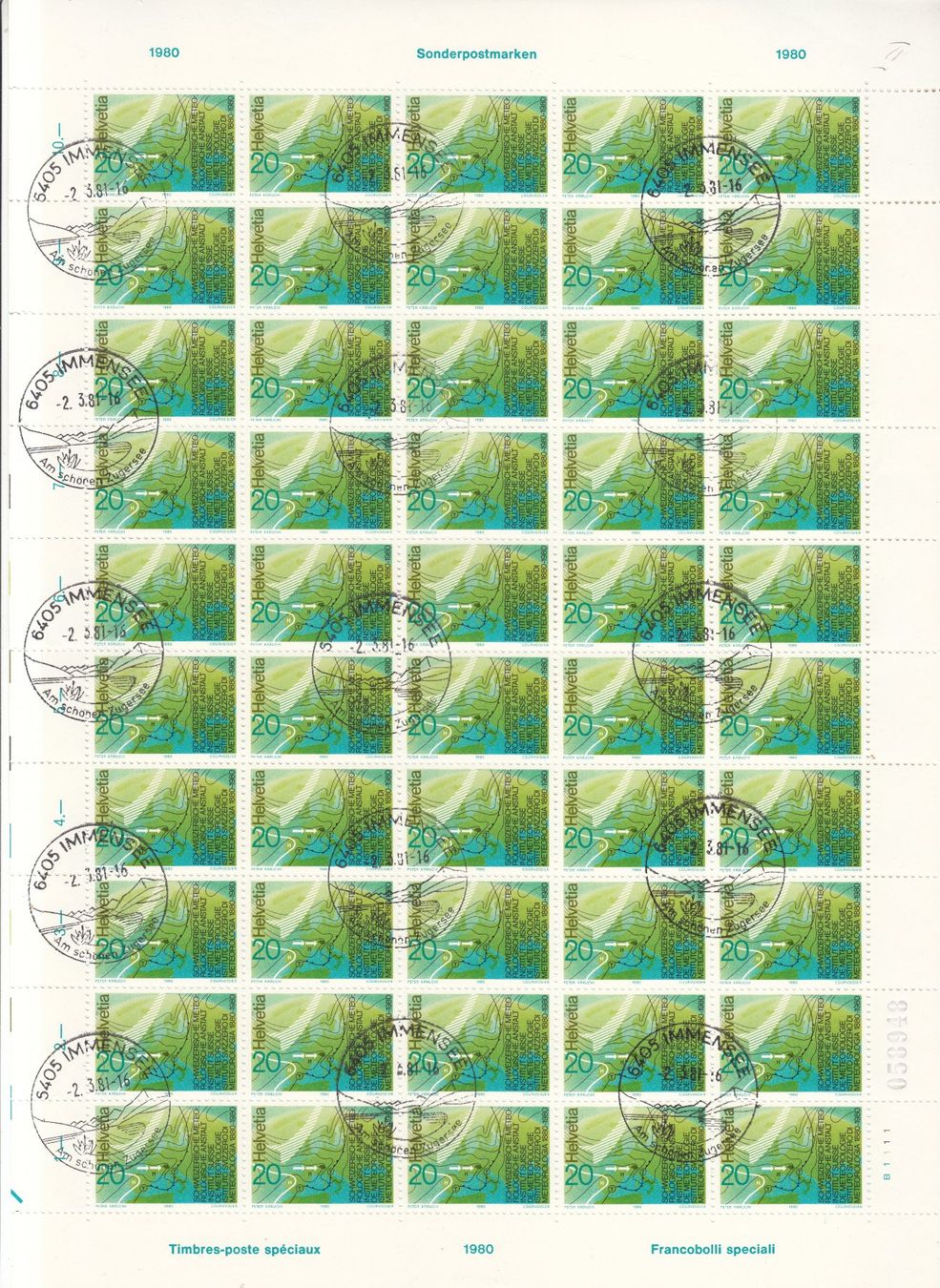 Tutti i francobolli: SBK 642 Originalbogen mit ST Immensee – Usato da Bürglen TG venduto da StampGraf