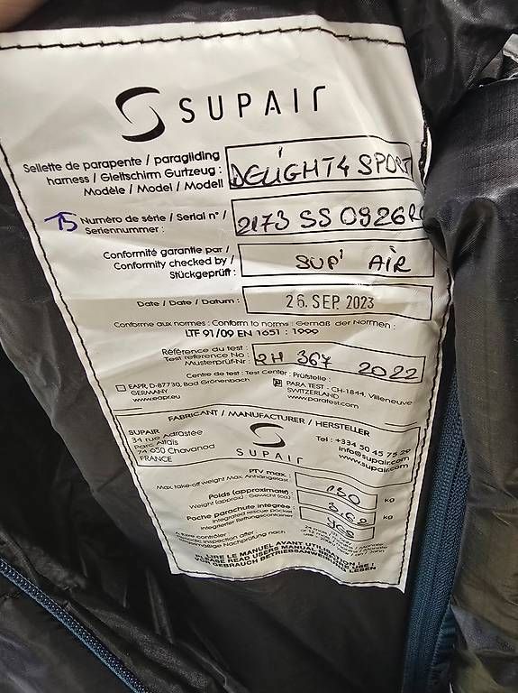 Sport dell'aria & Aquiloni: Supair Delight 4 Sport S NEU – Usato da Matzendorf venduto da Flugschule-Jura 4