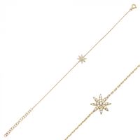 Armband fein Stern Zirkonia 925 gold filigran zart Silber