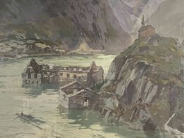 Sonderauktion! Stauseeszene Alpen – Mischtechnik 20. Jhrt