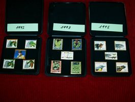 Pinsammlung Pro Juventute Briefmarken 1992, 93, 95, Vintage