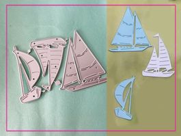3x Segelschiff / Boot  - Stanzschablone