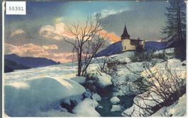 Frauenkirch bei Davos - Bergbach und reformierte Kirche mit