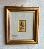 Handgemaltes Blumenbild in Goldrahmen, 23 Karat Gold